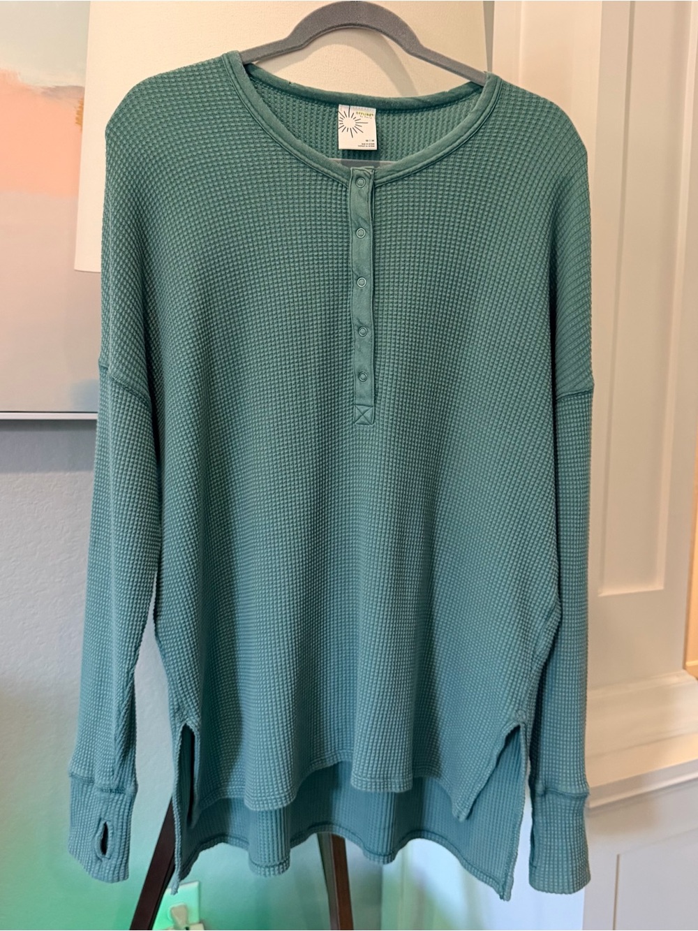aerie Waffle Henley Long-Sleeve Top